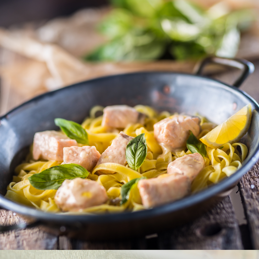 Lemon Garlic Pasta with Salmon-The Little Shop of Olive Oils