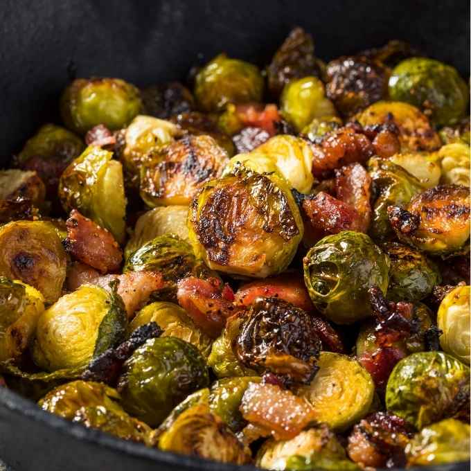 Maple Balsamic Roasted Brussels Sprouts with Crispy Bacon Recipe at The Little Shop of Olive Oils