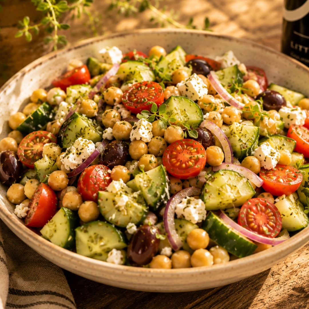 Mediterranean Cucumber Chickpea Salad Recipe at The Little Shop of Olive Oils