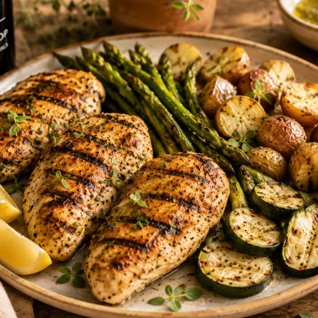Mediterranean Grilled Chicken with Oregano White Balsamic Marinade Recipe at The Little Shop of Olive Oils