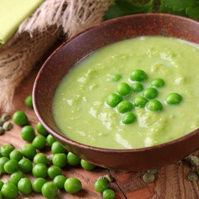 Lemon Olive Oil Pea Soup with fresh peas, mint and Parmesan for a light late-summer meal