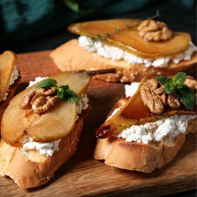 Pear Ricotta & Walnut Crostini with Maple Balsamic Recipe at The Little Shop of Olive Oils