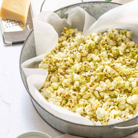 All the flavors of pesto take your popcorn from blah to a next-level gourmet snack! Perfect for your next movie night or watch party!