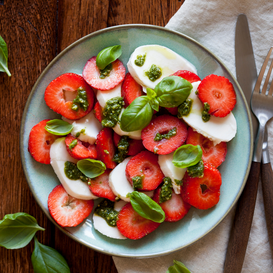 Pesto Strawberry Caprese Salad at The Little Shop of Olive Oils