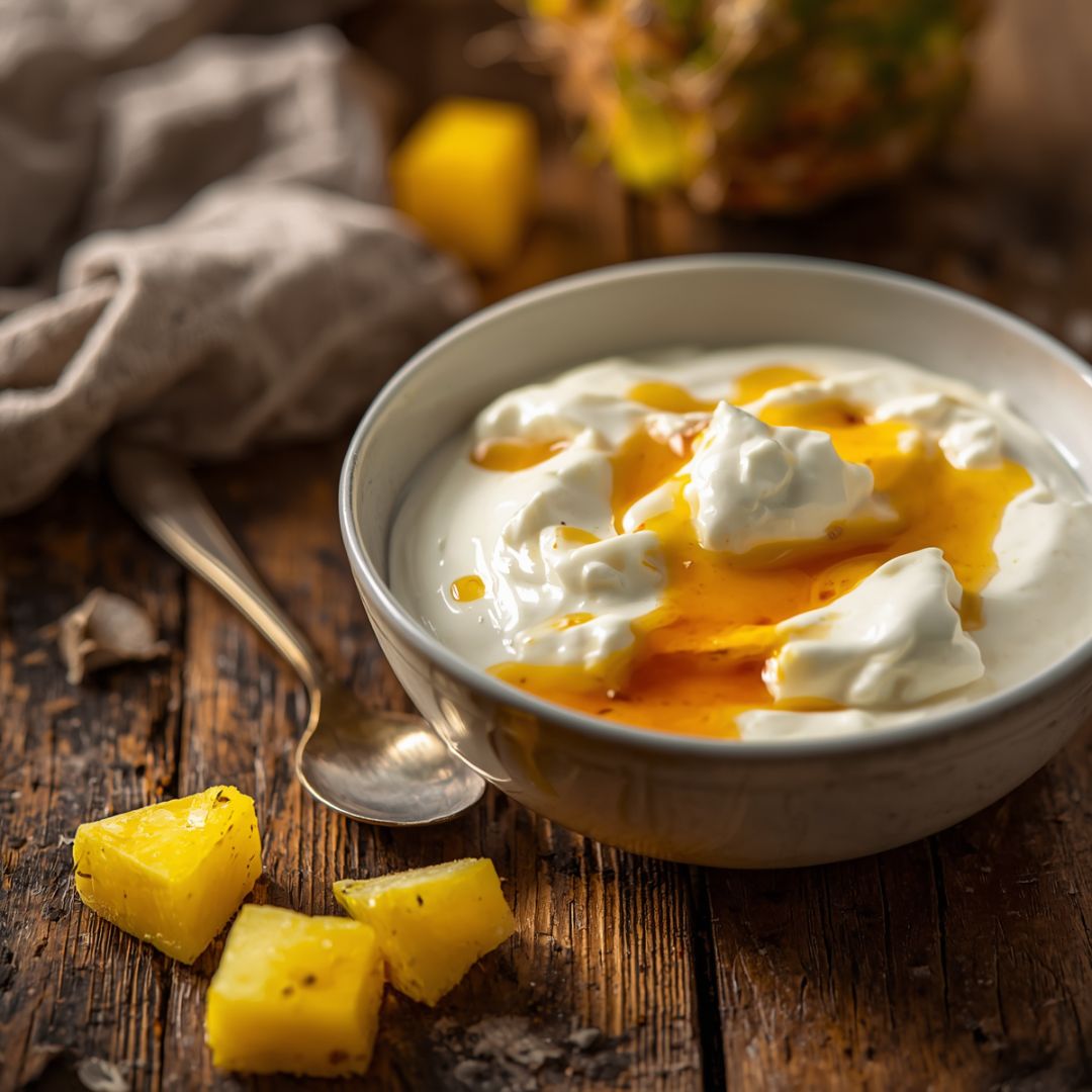Plain Yogurt with Pineapple Balsamic Vinegar | Easy Healthy Breakfast Recipe