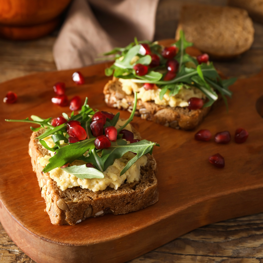 Pomegranate & Hummus Bruschetta-The Little Shop of Olive Oils