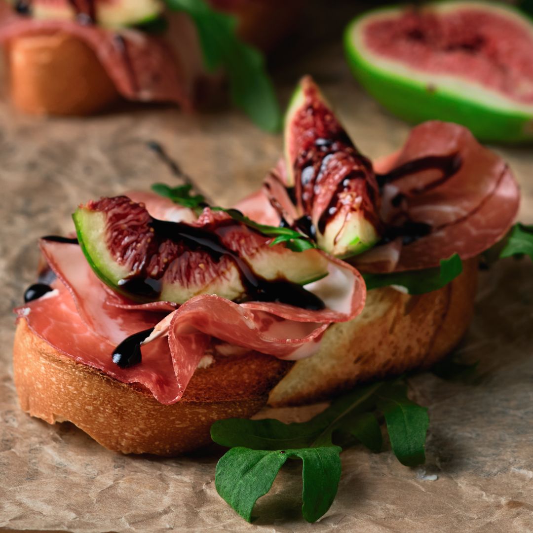 Fig, Prosciutto & Arugula Bruschetta