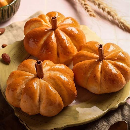 Pumpkin Dinner Buns with a Maple Balsamic Glaze