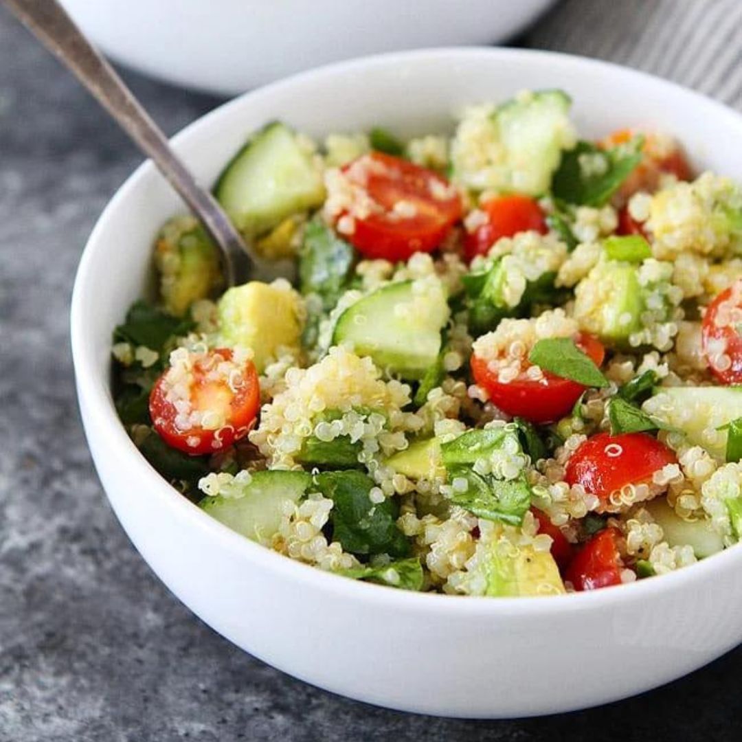 A salad that’s fresh, healthy, and yummy! This recipe for Quinoa Salad is great for both a main course as well as a side dish.
