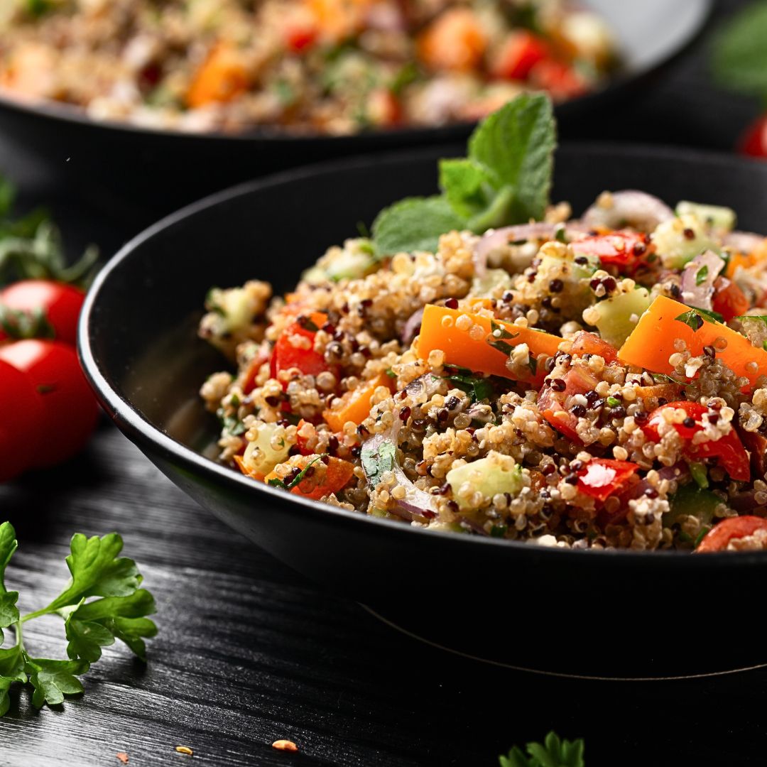 Mediterranean Quinoa Salad with Balsamic Vinaigrette at The Little Shop of Olive Oils