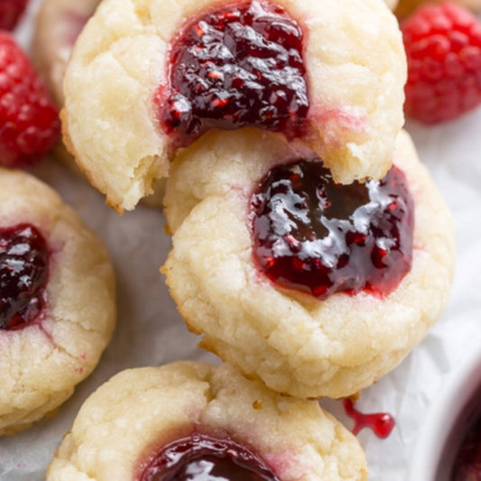 Raspberry Cheesecake Thumbprint Cookies