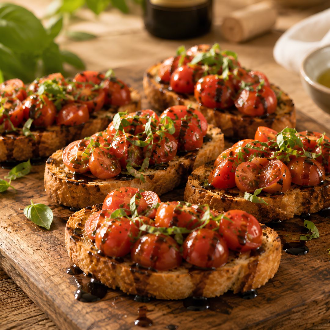 Roasted Cherry Tomato Bruschetta with Traditional Balsamic Recipe at The Little Shop of Olive Oils