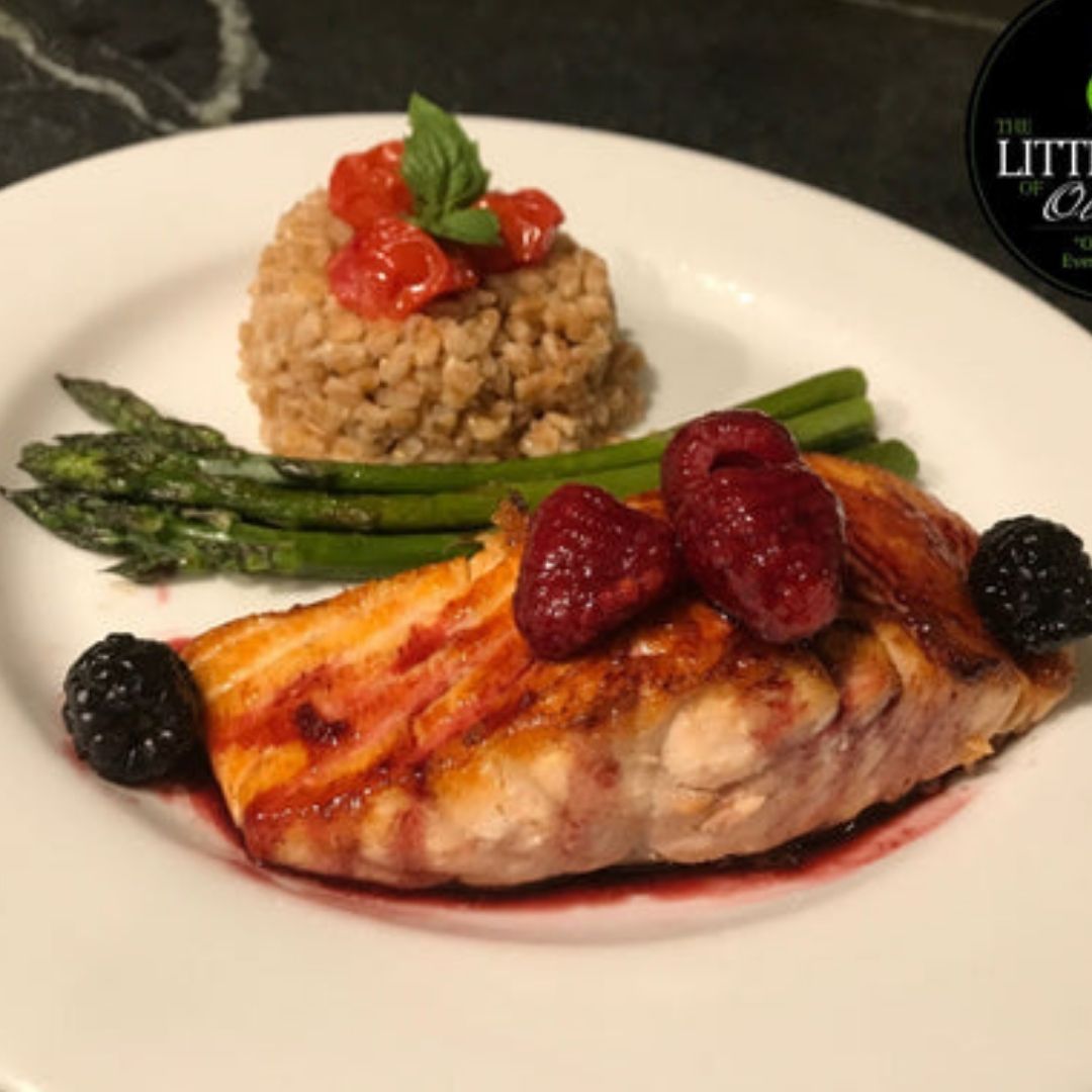 Salmon Glazed with Berries | The Little Shop of Olive Oils
