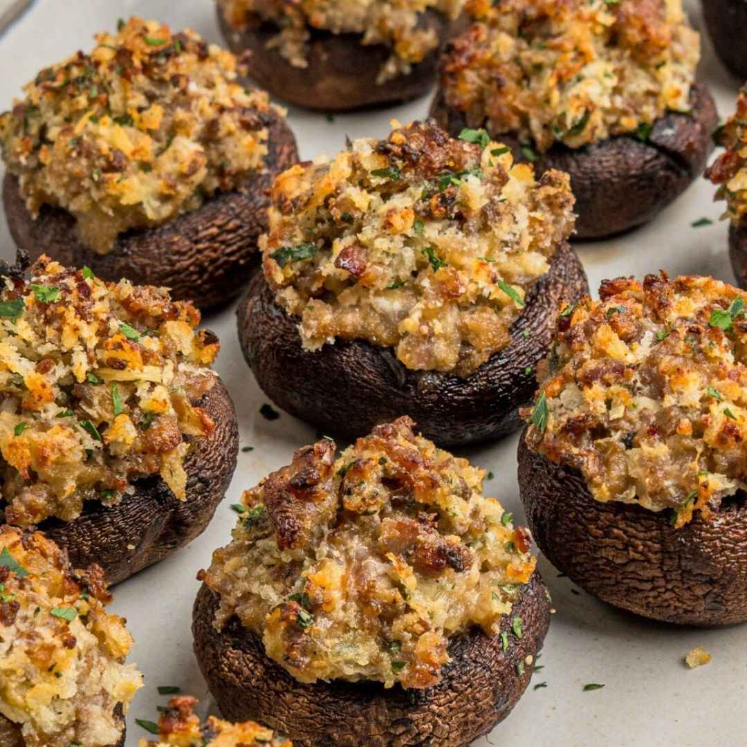 Sausage & Herb Stuffed Mushrooms with Tuscan Herb Olive Oil Recipe at The Little Shop of Olive Oils