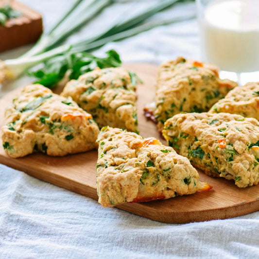 These savory ricotta scones are light and fluffy, rather than dense and heavy, and they stay moist for so much longer than traditional scones thanks to the EVOO instead of shortening!