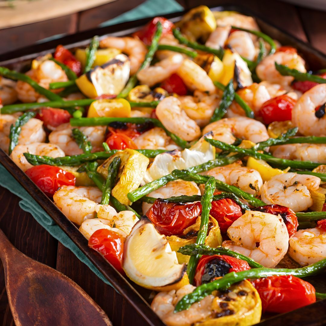 Sheet Pan Shrimp & Veggies at The Little Shop of Olive Oils