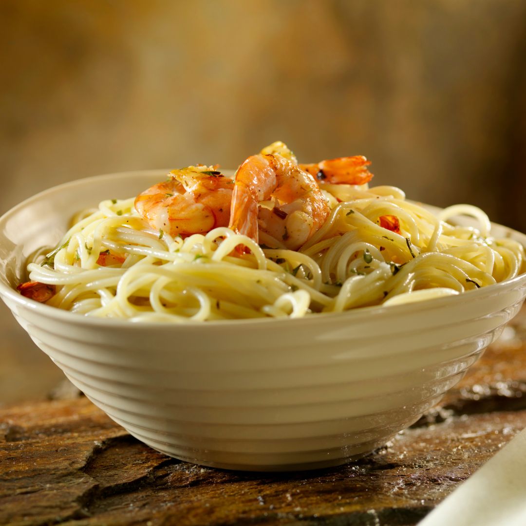 Garlic EVOO and Shrimp Pasta at The Little Shop of Olive Oils