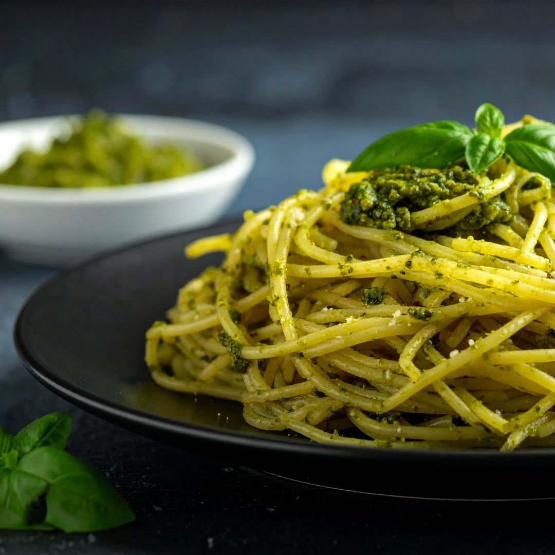 15-Minute Basil Pesto Pasta Using Our Specialty Fresh Basil Pesto
