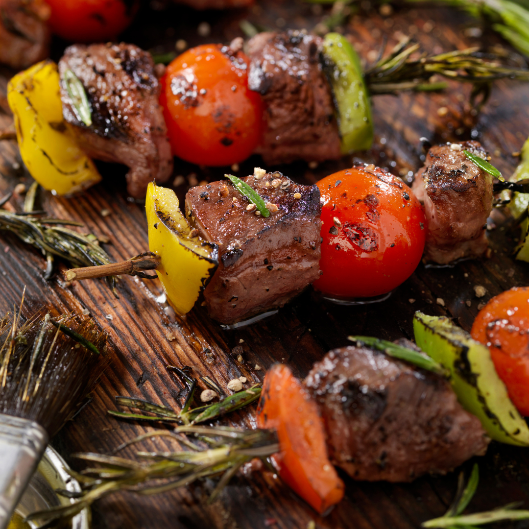 Sweet & Spicy Steak & Veggie Rosemary Skewers-The Little Shop of Olive Oils