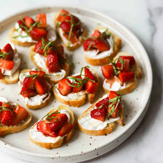 Strawberry Crostini with Strawberry and Basil The Little Shop of Olive Oils
