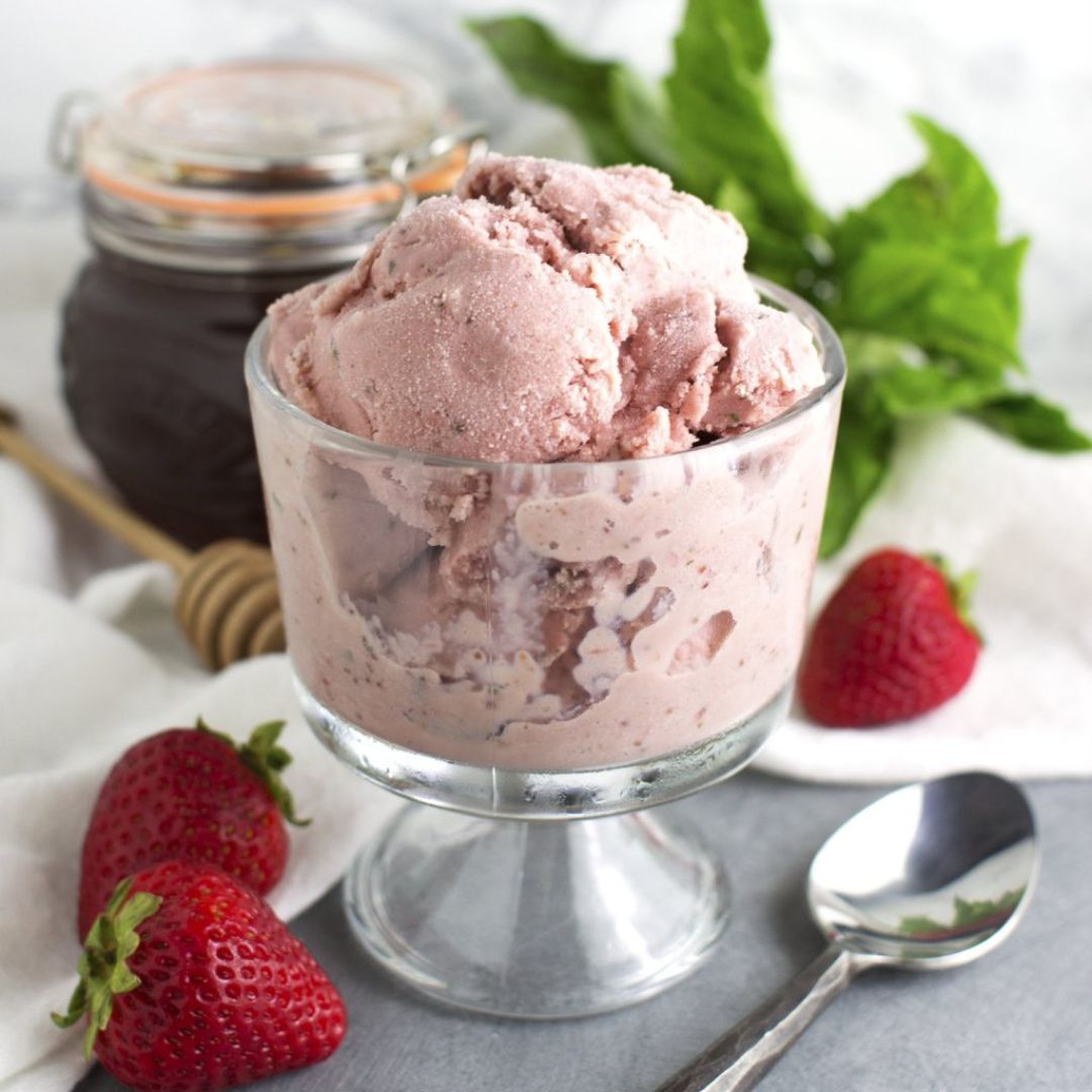 Strawberry Basil Ice Cream  Recipe The Little Shop of Olive Oils