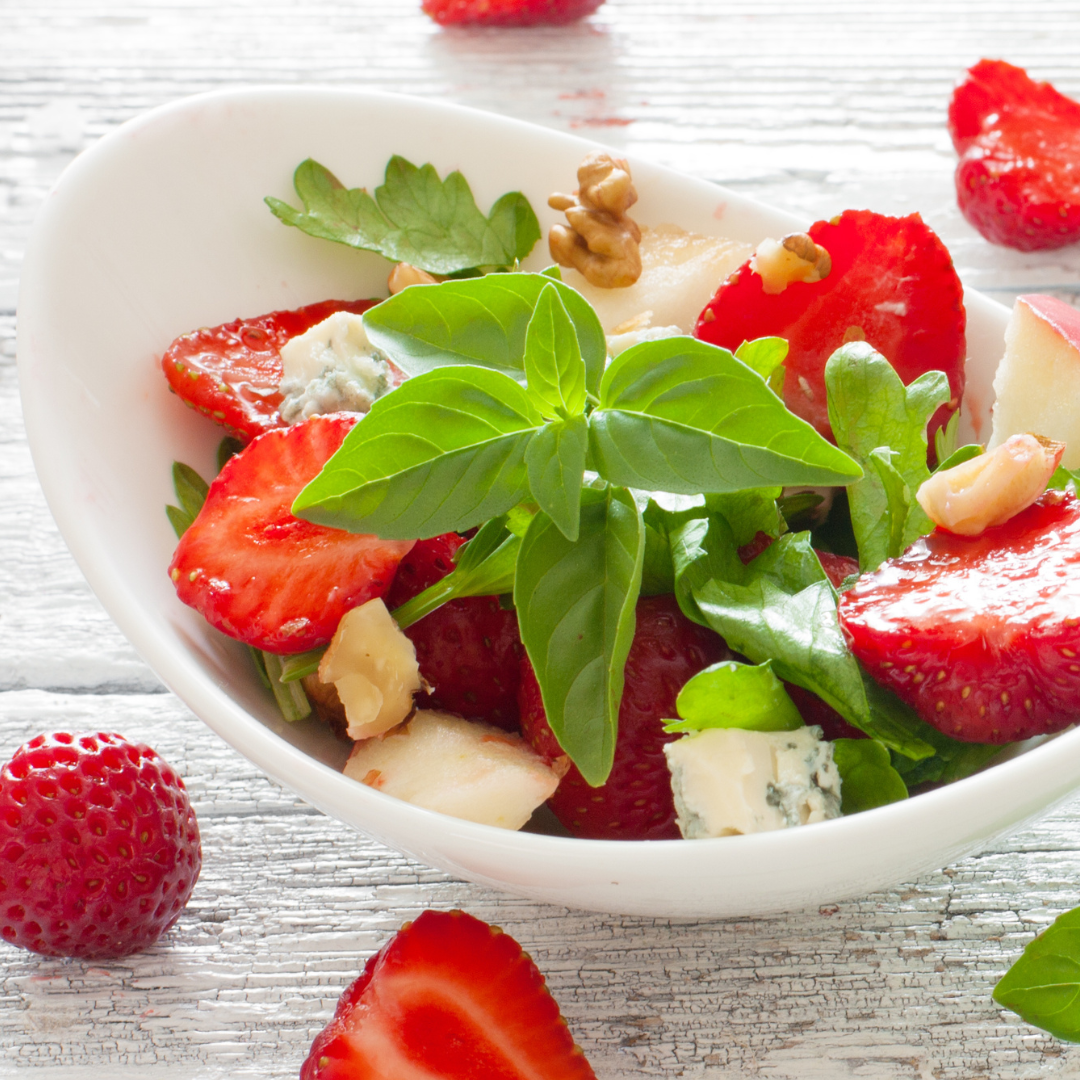 Strawberry & Basil Balsamic Salad with Feta Cheese - The Little Shop of Olive Oils