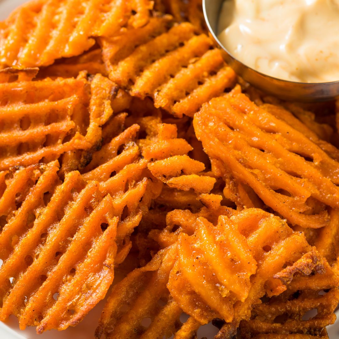 Sweet Potato Waffle Fries with Chipotle Lime Aioli