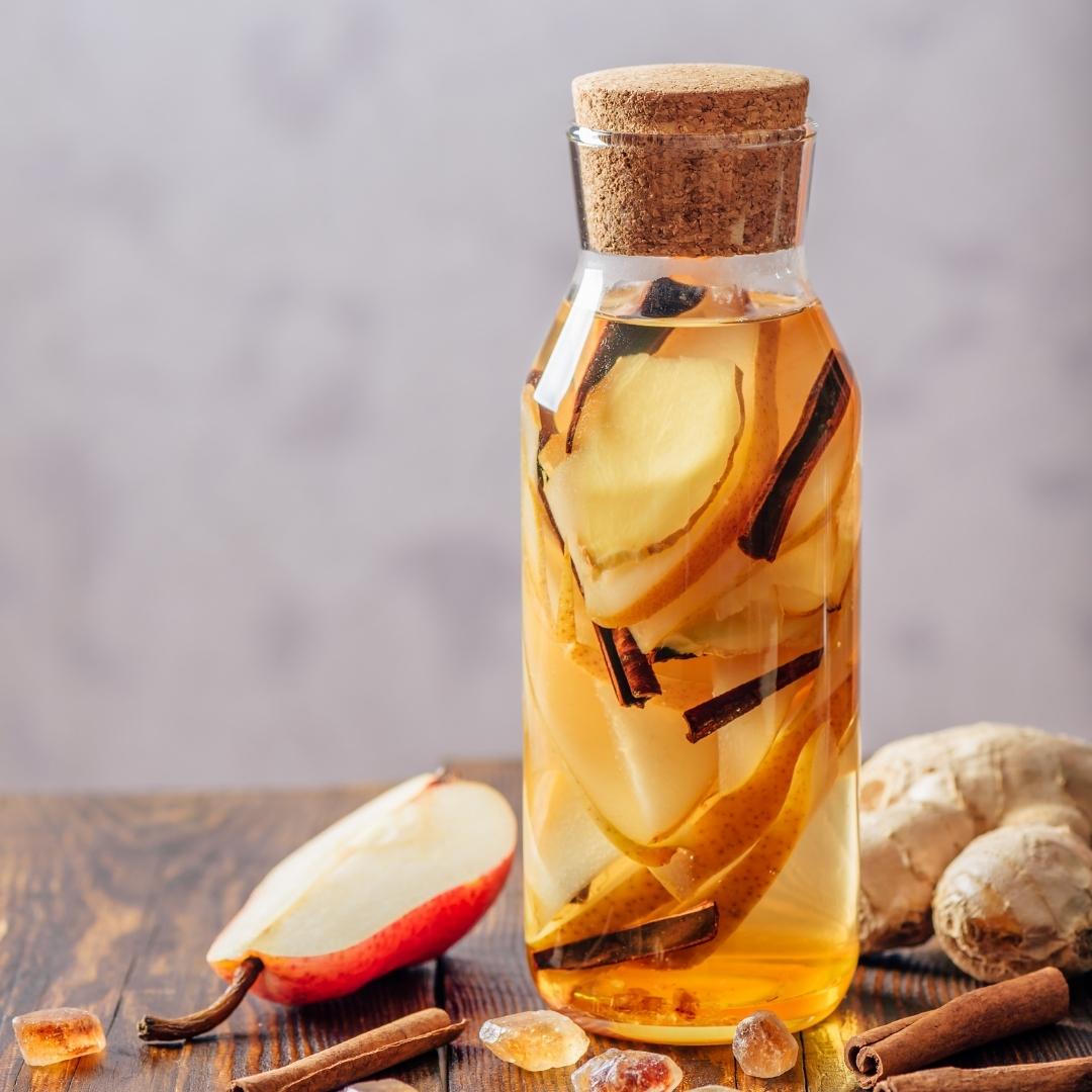 Enjoy staying hydrated with this Autumn Infused Water recipe with the fall flavors pear, ginger, and cinnamon.