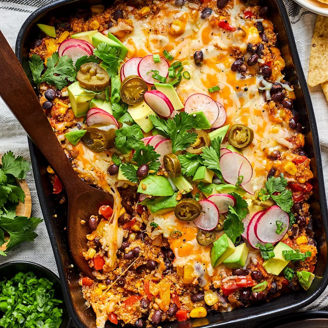 This Vegetarian Enchilada Casserole is a family favorite! Everyone loves it and the leftovers are excellent too! Serve with tortilla chips or by itself and garnish with your favorite toppings. 