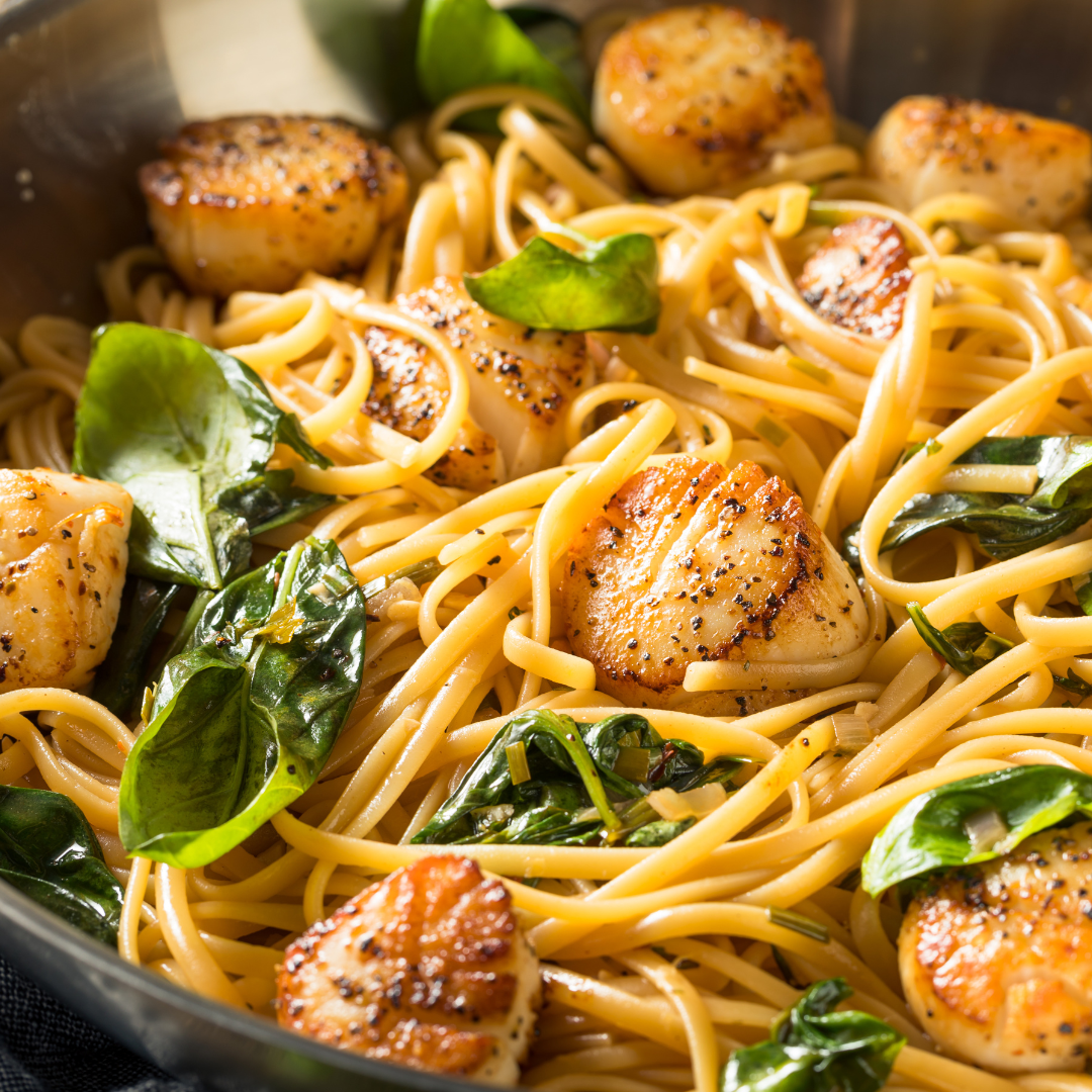 White Wine Scallop Pasta-The Little Shop of Olive Oils