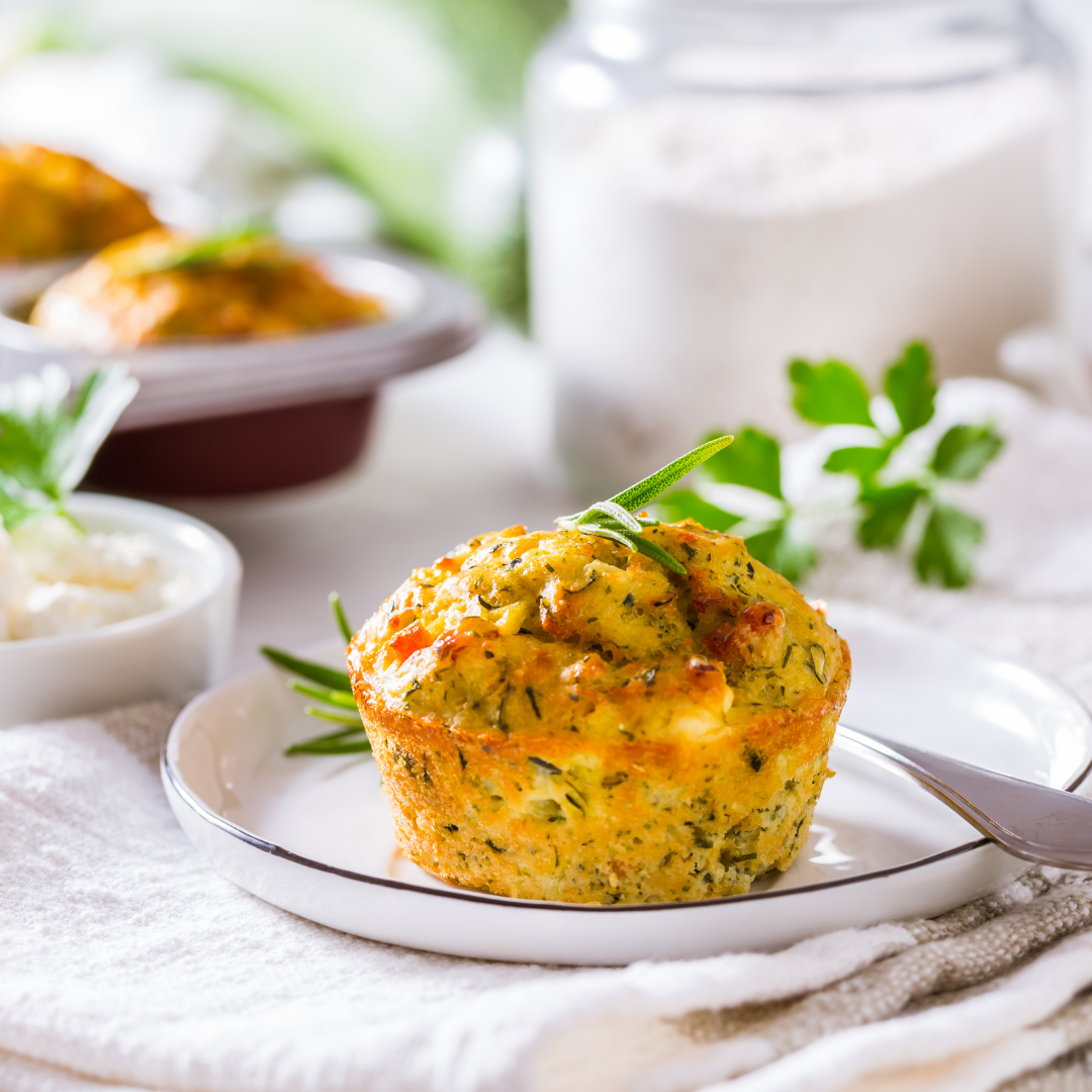 Zucchini Muffin with Feta Cheese and Herbs