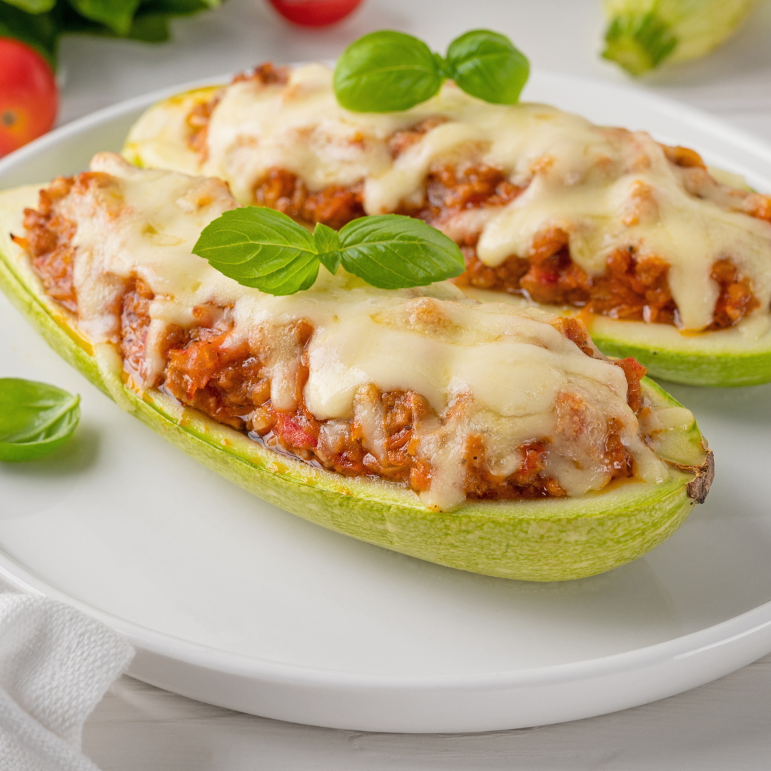 Zucchini Parmesan Boats-The Little Shop of Olive Oils