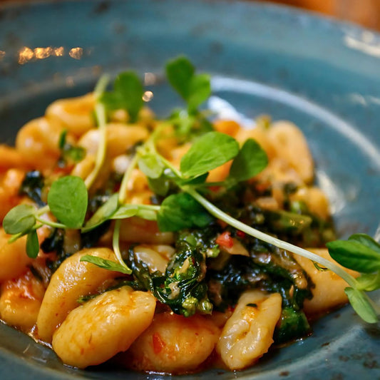Gnocchi with Garlic Olive Oil & Sautéed Greens