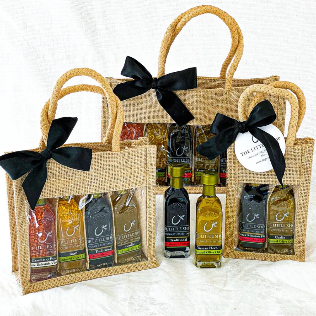Gift Sampler Jute Bag Sets at The Little Shop of Olive Oils