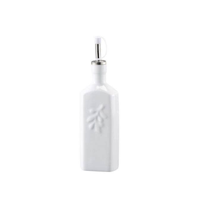 Fine Porcelain Olive Oil and Vinegar Bottle with No-Drip Pourer